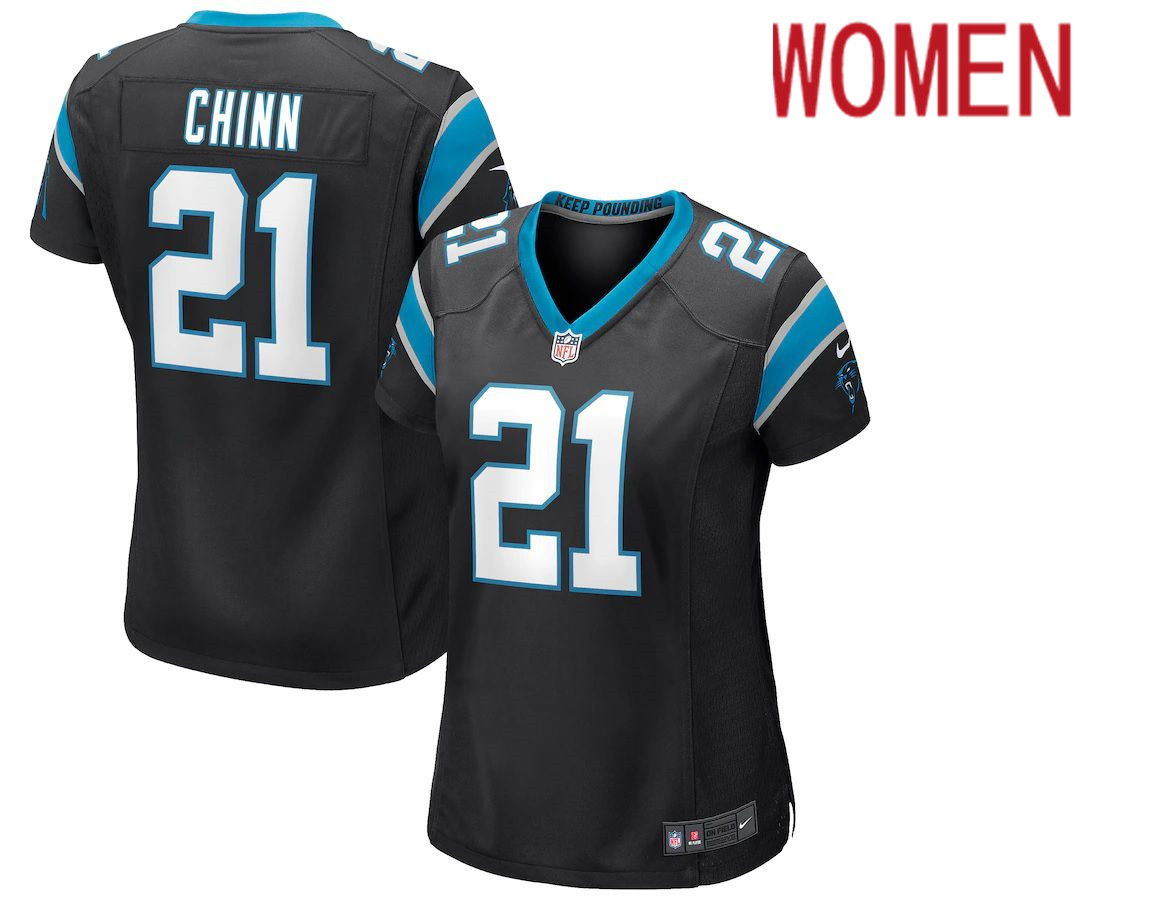 Women Carolina Panthers #21 Jeremy Chinn Nike Black Game NFL Jersey->women nfl jersey->Women Jersey